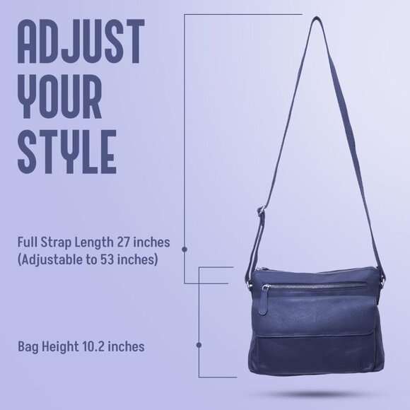 Genuine Leather Crossbody Bag for Women – Medium Size Leathure Purse, Stylish an - Picture 4 of 7